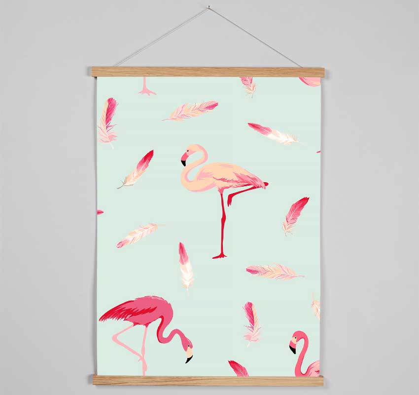 Pink Flamingo Feathers Hanging Poster - Wallart-Direct UK