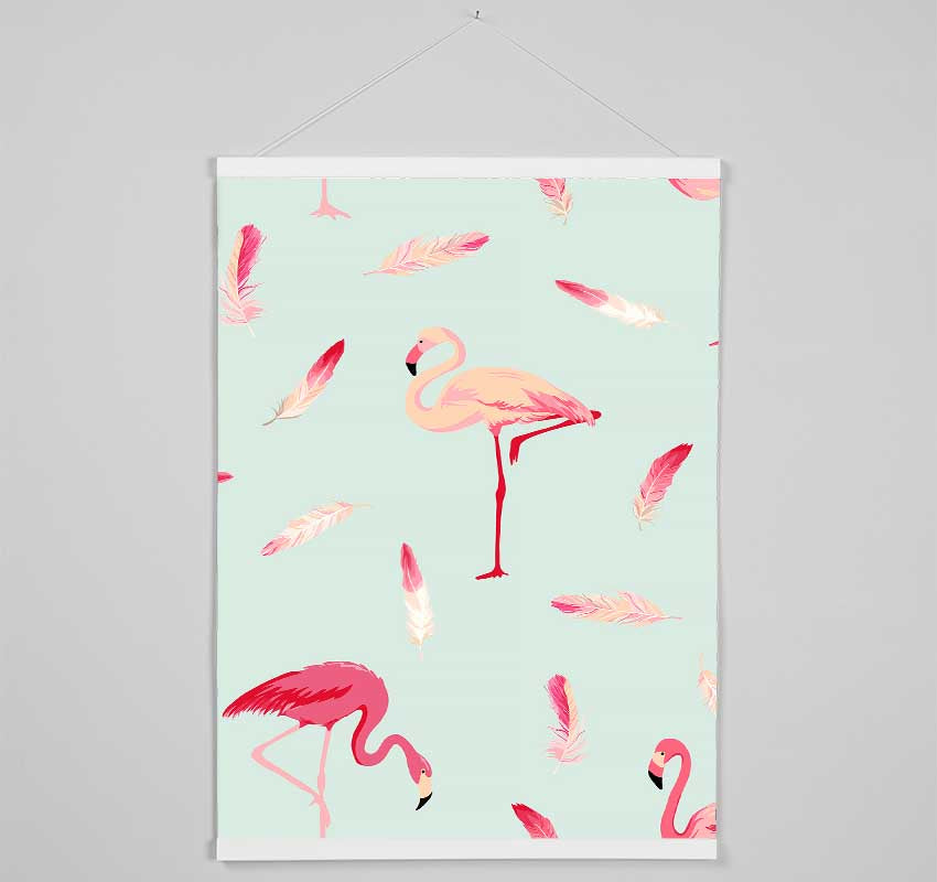 Pink Flamingo Feathers Hanging Poster - Wallart-Direct UK