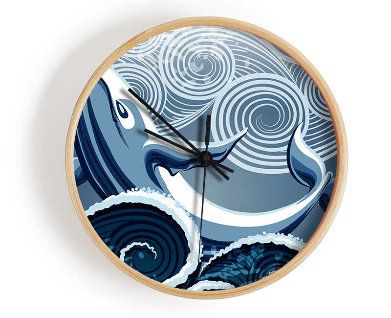 Whale Wave Clock - Wallart-Direct UK