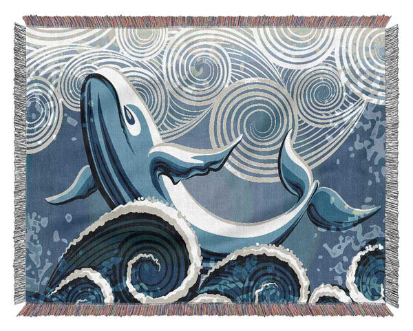 Whale Wave Woven Blanket