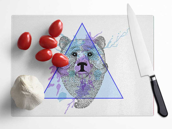 Bear Mustache Glass Chopping Board