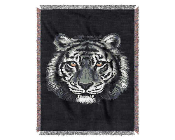 Orange Eyed Tiger Face Woven Blanket