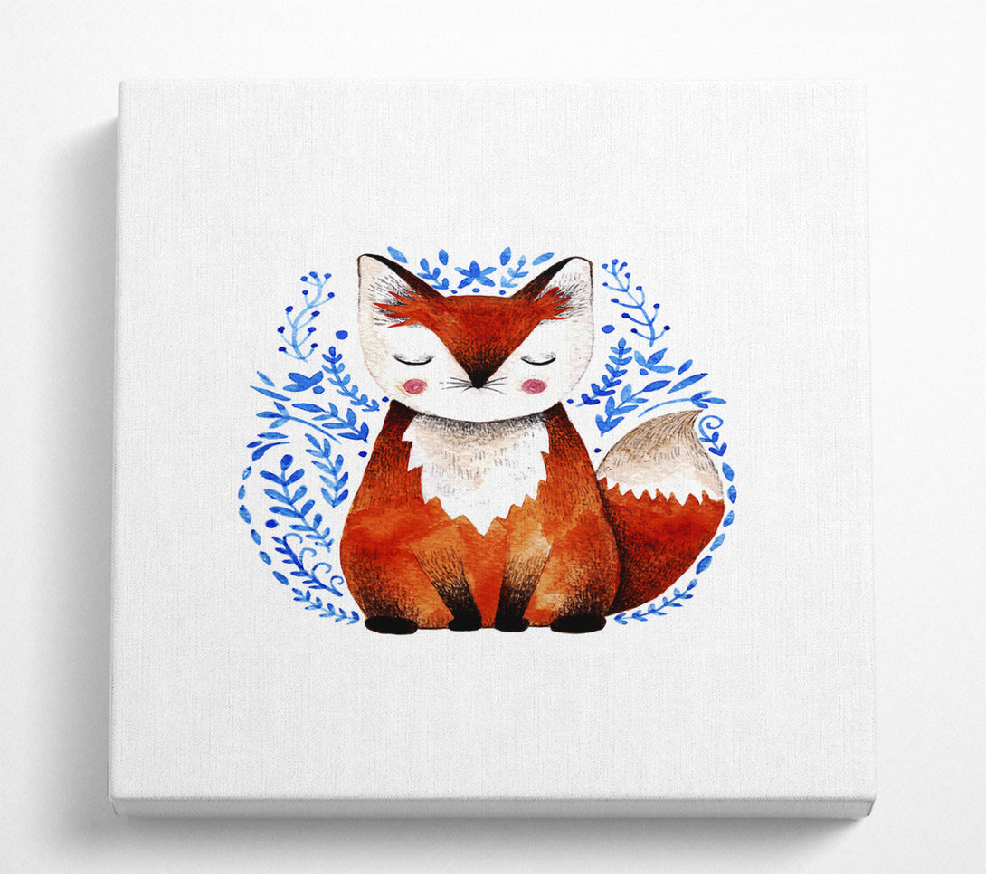 A Square Canvas Print Showing Sleeping Fox Square Wall Art