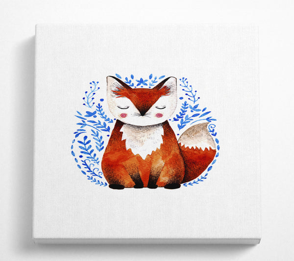 A Square Canvas Print Showing Sleeping Fox Square Wall Art