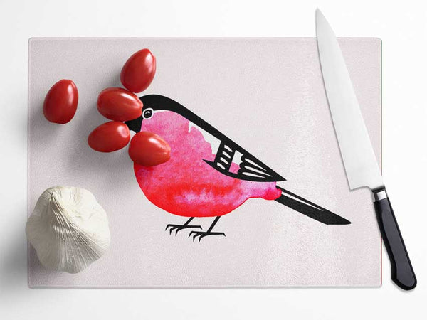 Pink Robin Breast Glass Chopping Board