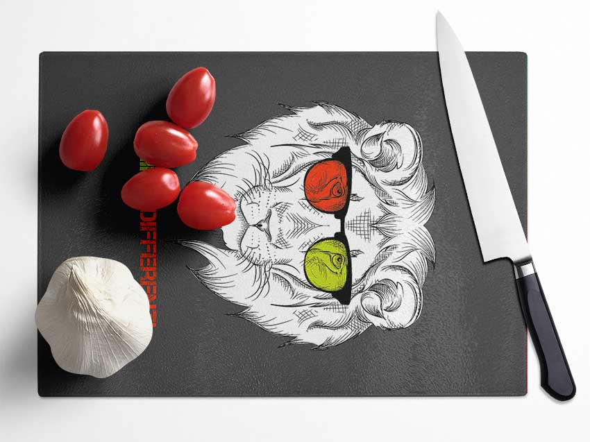 Cool Lion Glasses Glass Chopping Board