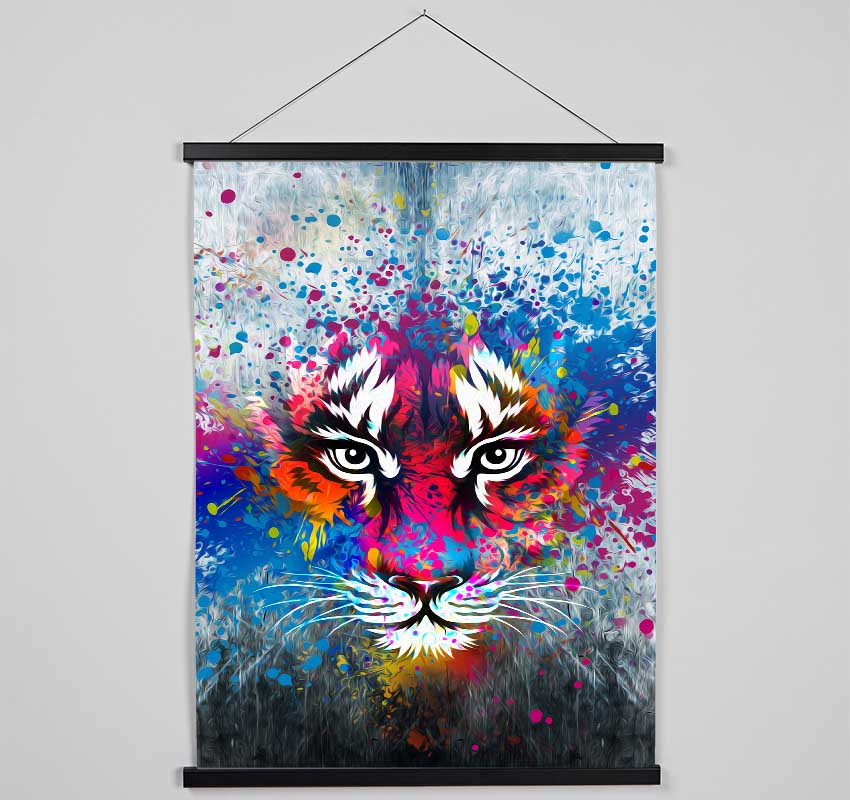 Rainbow Tiger Face Hanging Poster - Wallart-Direct UK