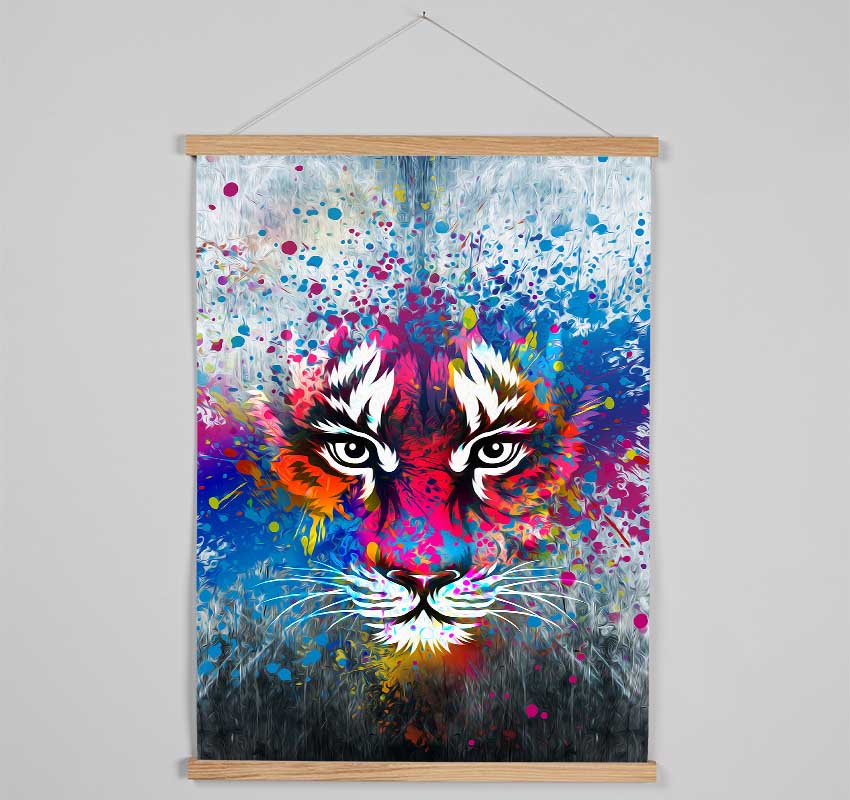 Rainbow Tiger Face Hanging Poster - Wallart-Direct UK