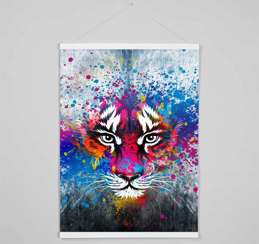 Rainbow Tiger Face Hanging Poster - Wallart-Direct UK