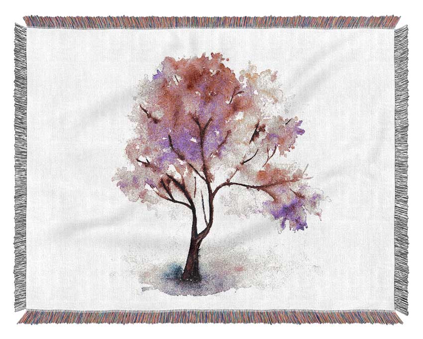 Pink Lonesome Tree Woven Blanket