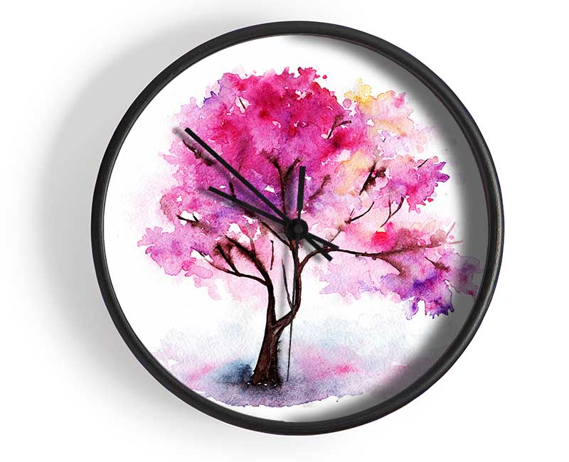 Pink Lonesome Tree Clock - Wallart-Direct UK