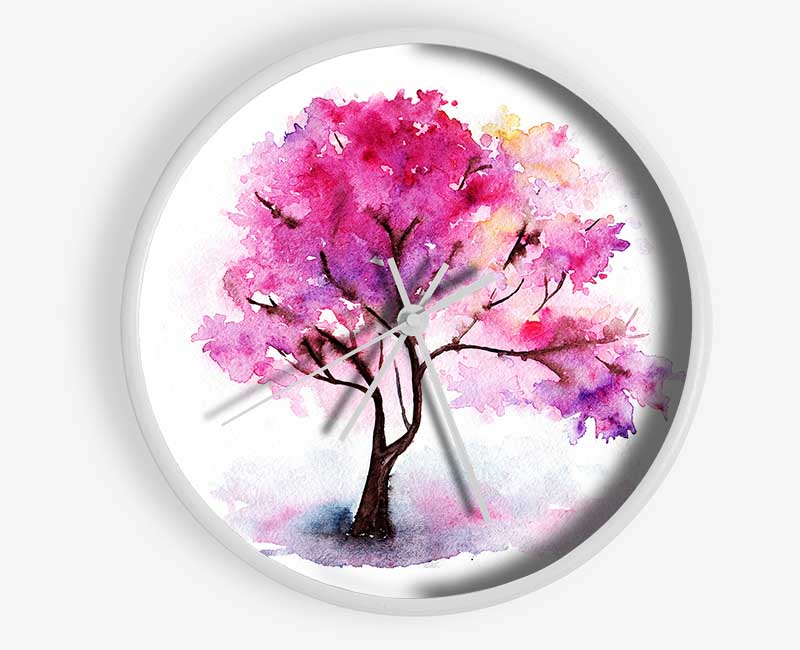 Pink Lonesome Tree Clock - Wallart-Direct UK