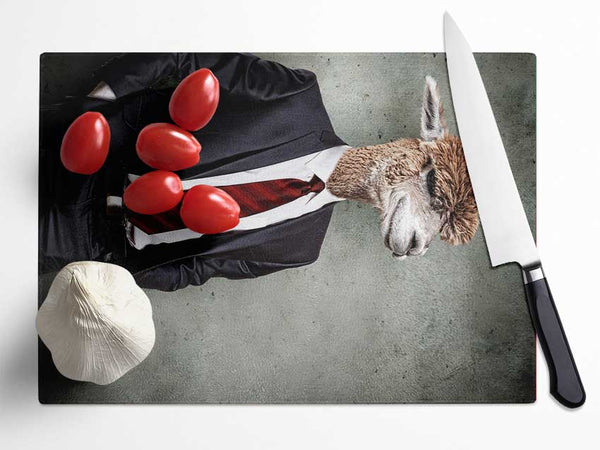 Business Llama Glass Chopping Board