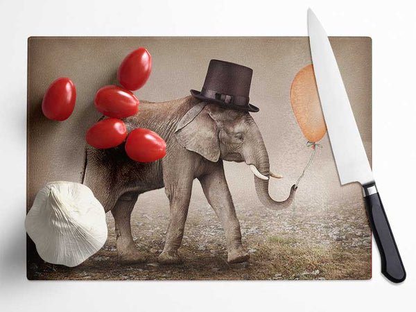 Top Hat Elephant Glass Chopping Board