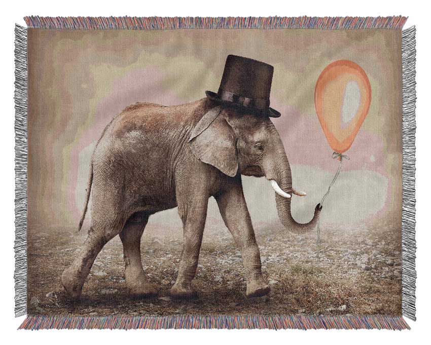 Top Hat Elephant Woven Blanket