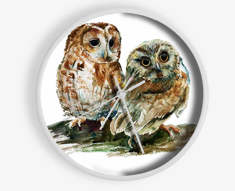 Barred Owl Duo Clock - Wallart-Direct UK