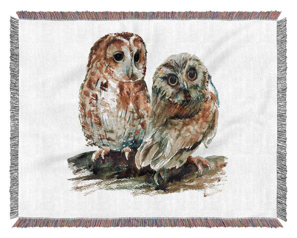 Barred Owl Duo Woven Blanket