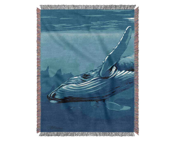 Whale Blues Woven Blanket