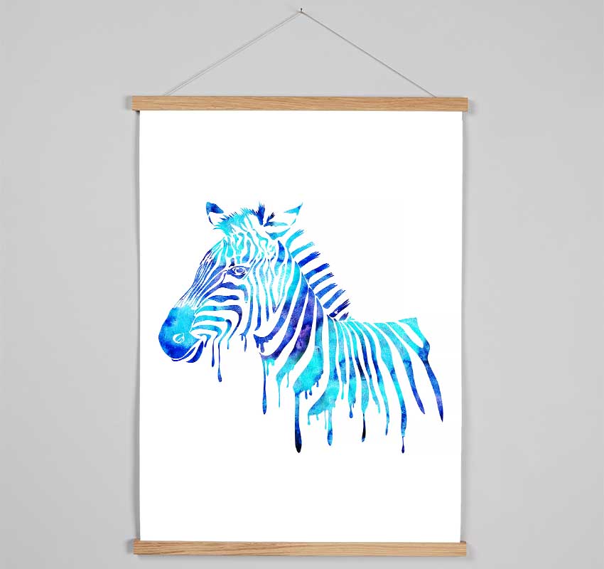 Blue Zebra Hanging Poster - Wallart-Direct UK