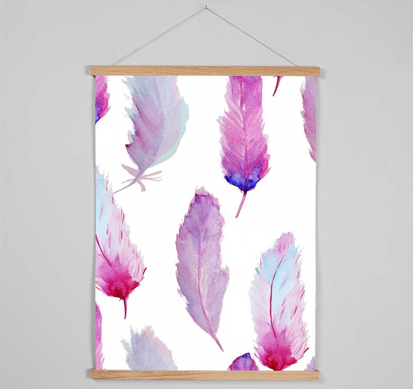 Pink Indian Feathers 2 Hanging Poster - Wallart-Direct UK