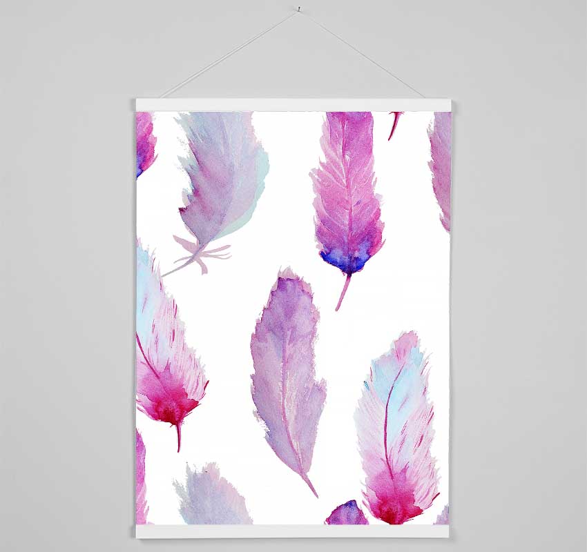 Pink Indian Feathers 2 Hanging Poster - Wallart-Direct UK