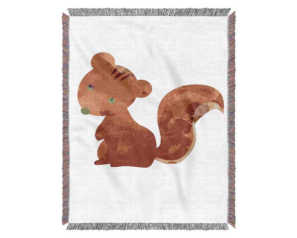 Orange Squirrel Woven Blanket