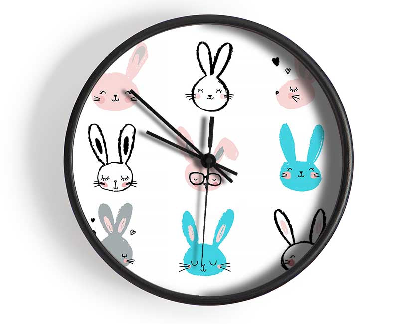 Rabbit Faces Clock - Wallart-Direct UK