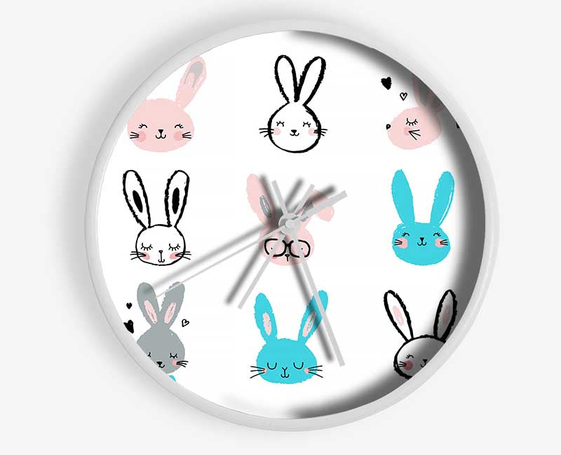 Rabbit Faces Clock - Wallart-Direct UK