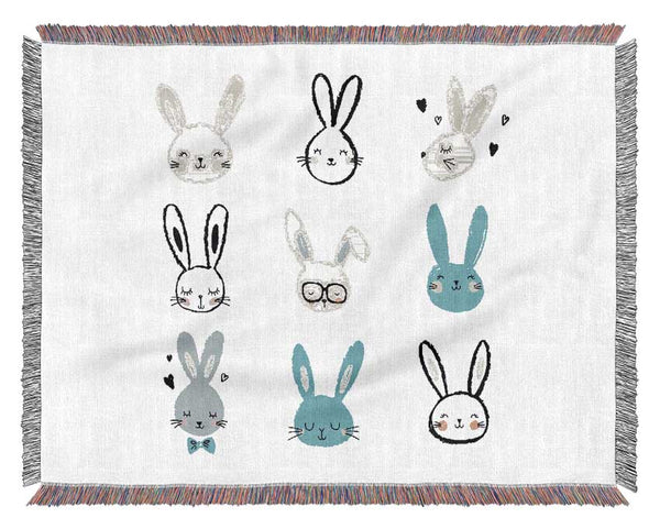 Rabbit Faces Woven Blanket