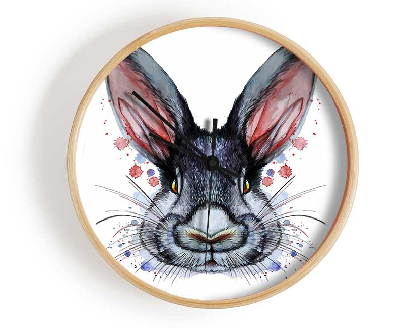 Pink Rabbit Ears Clock - Wallart-Direct UK