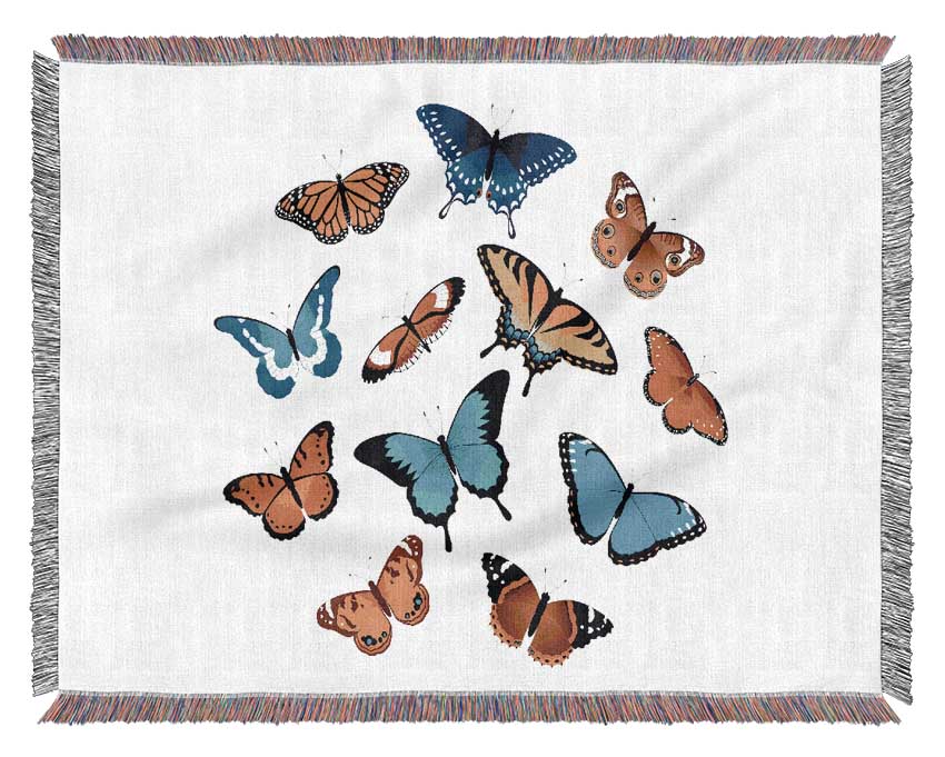 Colourful Butterflies Woven Blanket