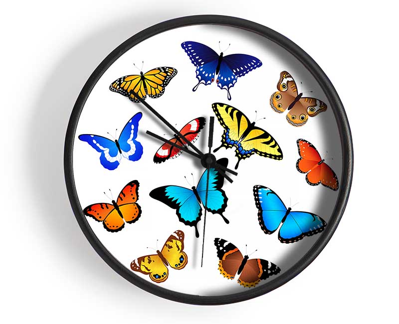 Colourful Butterflies Clock - Wallart-Direct UK