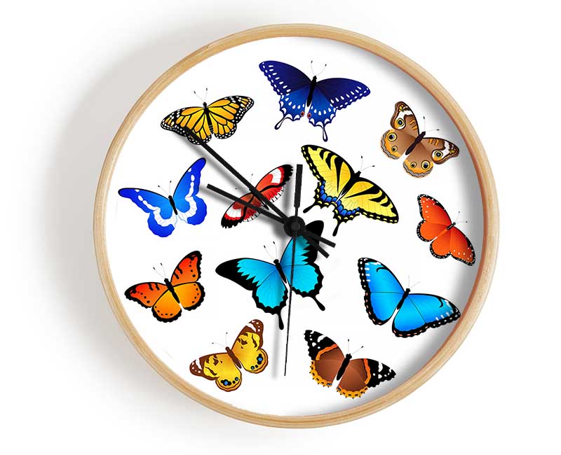 Colourful Butterflies Clock - Wallart-Direct UK