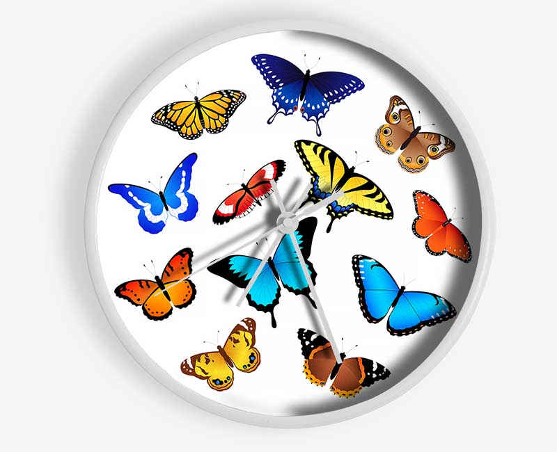 Colourful Butterflies Clock - Wallart-Direct UK