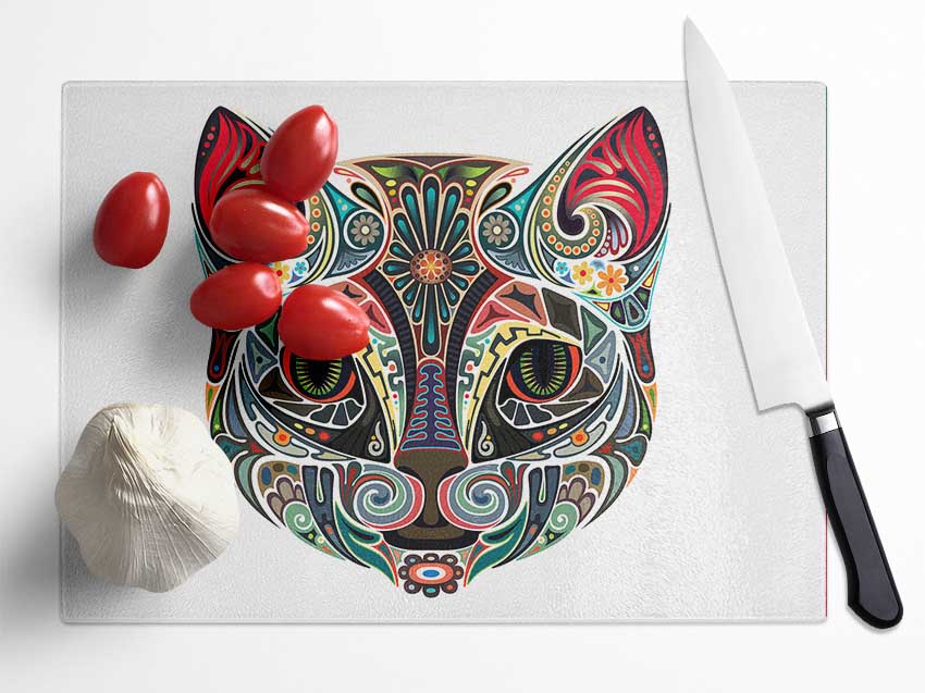 Indian Cat Glass Chopping Board