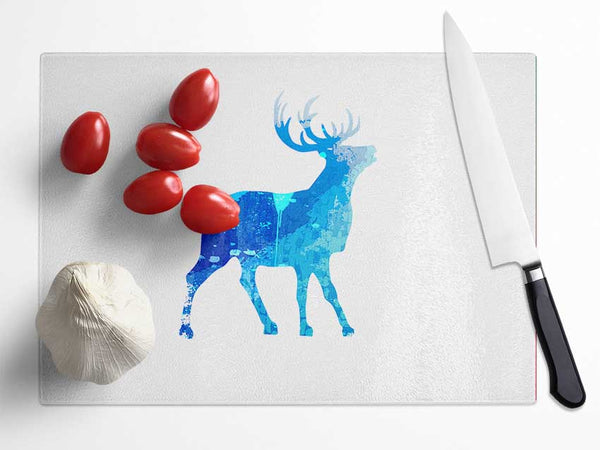 Blue Stag Calling Glass Chopping Board