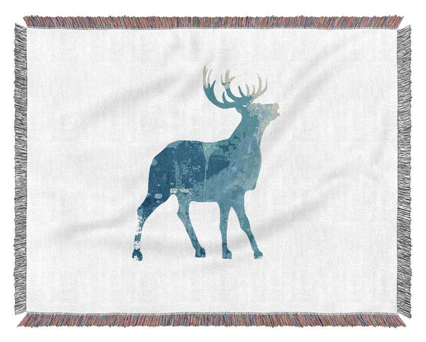 Blue Stag Calling Woven Blanket