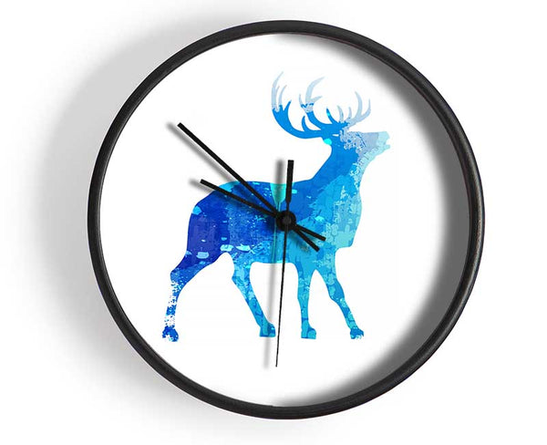 Blue Stag Calling Clock - Wallart-Direct UK