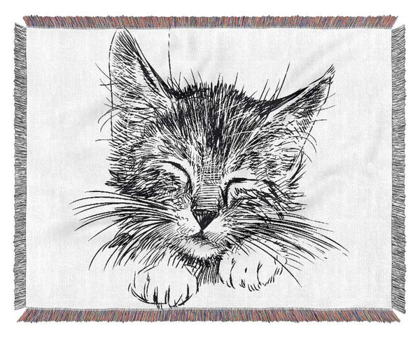 Cute Kitten Face Woven Blanket