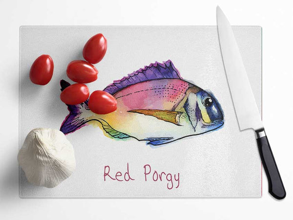 Red Porgy Rainbow Glass Chopping Board