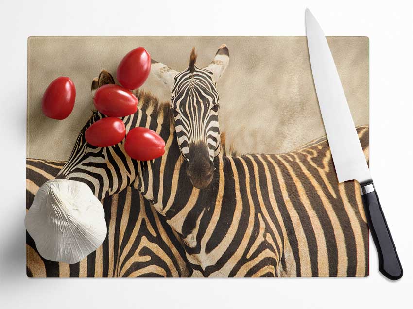 Zebra Duo Love Glass Chopping Board