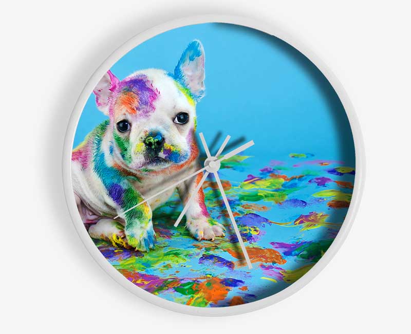 French Bulldog Paint Party Clock - Wallart-Direct UK