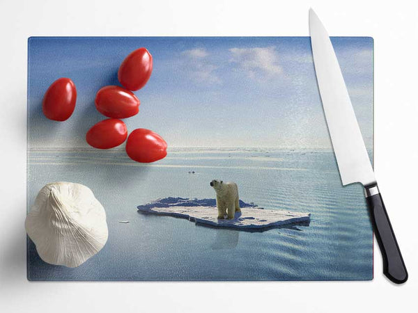 Floating Polar Bear Glass Chopping Board