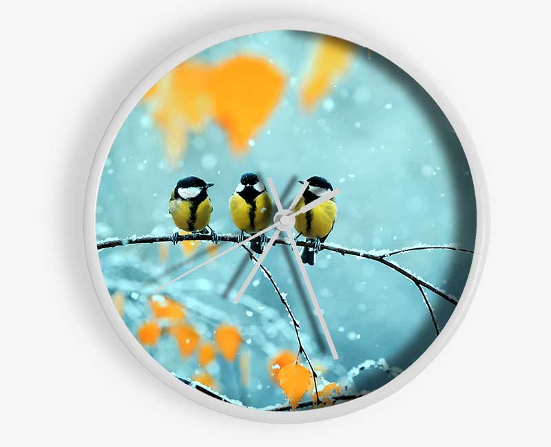 Blue Tit Birds Winter Clock - Wallart-Direct UK