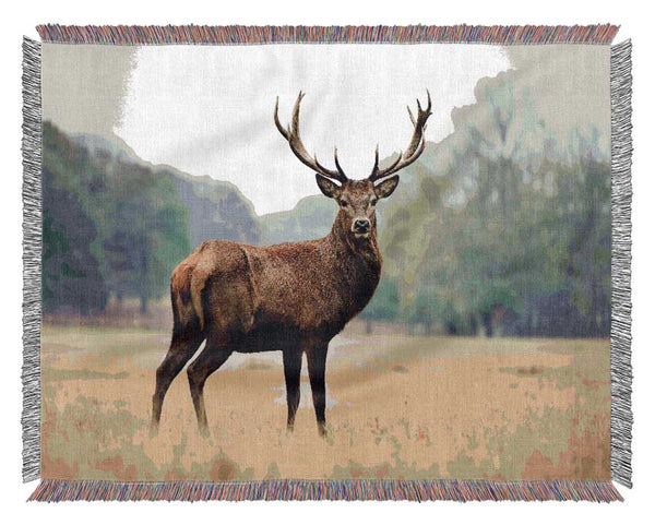 Red Deer Beauty Woven Blanket