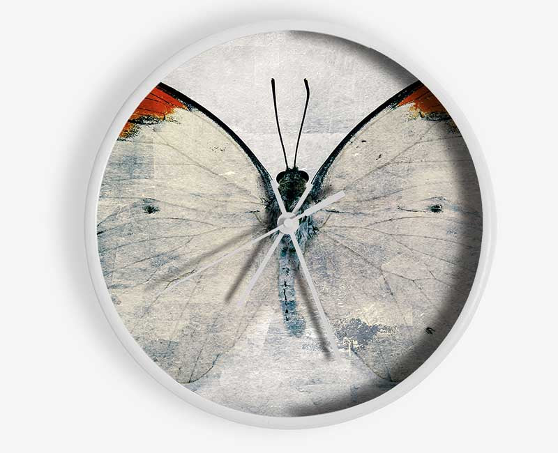 Orange Tipped Butterfly Clock - Wallart-Direct UK