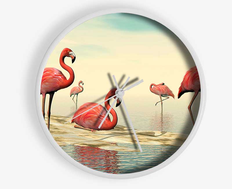 Pink Flamingo Batheing Clock - Wallart-Direct UK