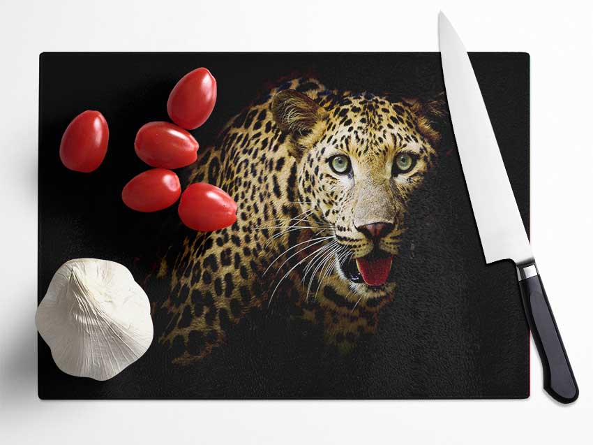 Curious Leopard Glass Chopping Board