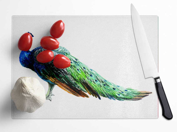 Peacock Stance Glass Chopping Board