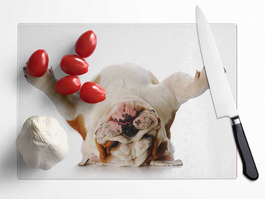 English Bulldog Snooze Glass Chopping Board